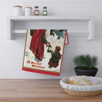 Christmas Postcard Kitchen Towel - A Peaceful Christmas