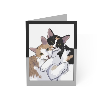 Cat art drawing Greeting Cards: Bedtime - Blank inside, sweet