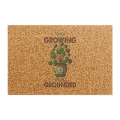 Doormat - Chinese Money Plant "Keep Growing, Stay Grounded"