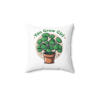 Square Pillow - Chinese Money Plant “You Grow Girl” - Polyester 