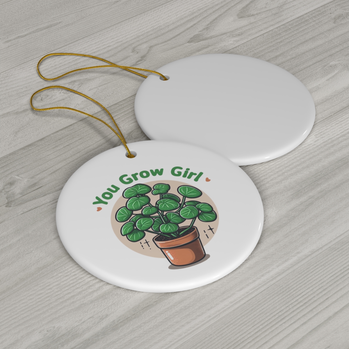 Ceramic Ornament - Chinese Money Plant “You Grow Girl” product thumbnail image