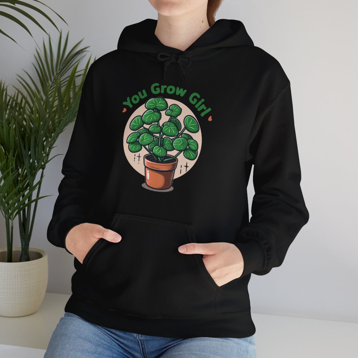 Hooded Sweatshirt - Chinese Money Plant “You Grow Girl” - Unisex Heavy Blend™  product thumbnail image