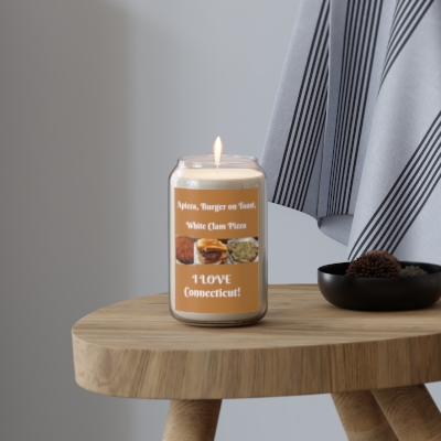 Apizza, Burger on Toast, White Clam Pizza - I Love Connecticut! - Scented Candle, 13.75oz