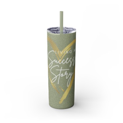 Living My Success Story Skinny Tumbler with Straw, 20oz