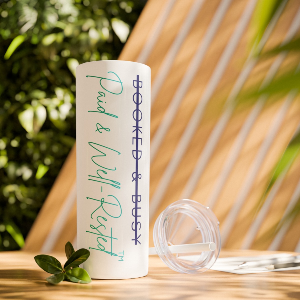 Paid and Well-Rested Skinny Tumbler with Straw, 20oz product thumbnail image