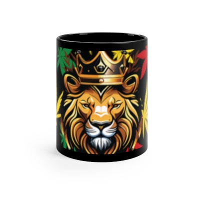 Rasta Lion Black Coffee Mug, 11oz