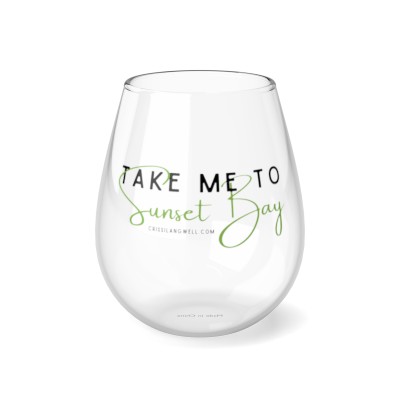 Take me to Sunset Bay (Black) - Stemless Wine Glass, 11.75oz
