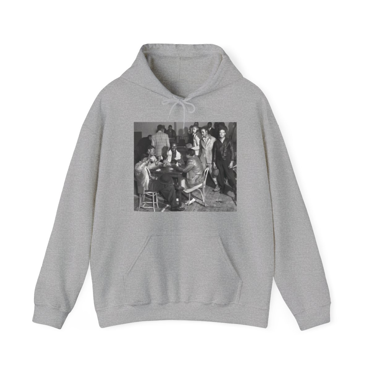 Card Game  Hooded Sweatshirt , Urban Retro Style,  Vintage 1940s Photo , Unique Streetwear Fashion , Gift for Gamblers, Black History  product thumbnail image