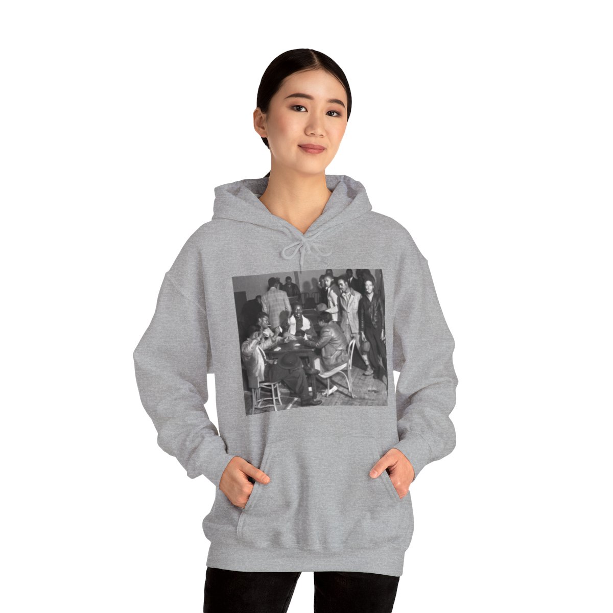 Card Game  Hooded Sweatshirt , Urban Retro Style,  Vintage 1940s Photo , Unique Streetwear Fashion , Gift for Gamblers, Black History  product thumbnail image