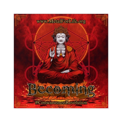MetalForLife Metal Buddha Sticker (Red)