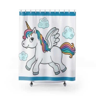 Shower Curtain White Unicorn