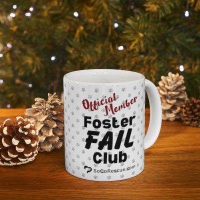 Official Member of the Foster FAIL Club with Pawprint Background - White Ceramic Mug 11oz