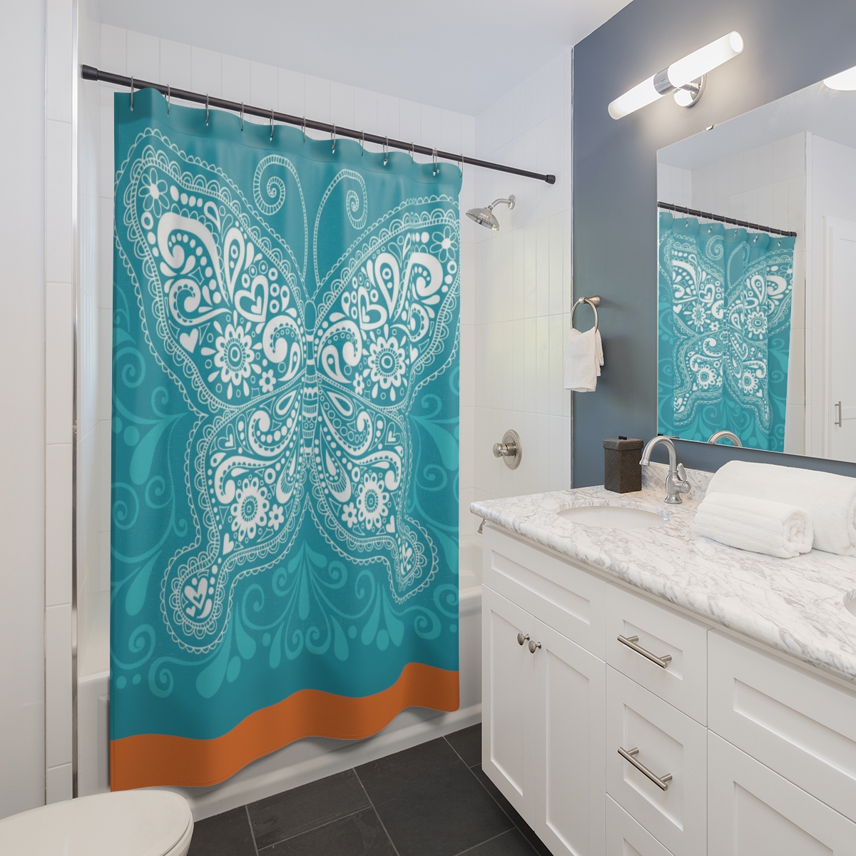 Shower Curtain White Butterfly product thumbnail image