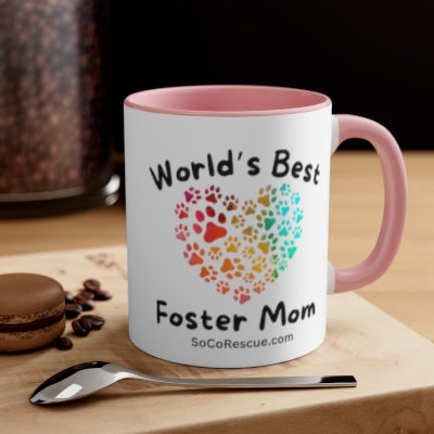 World's Best Foster Mom with Colorful Paw Heart - Accent Coffee Mug, 11oz