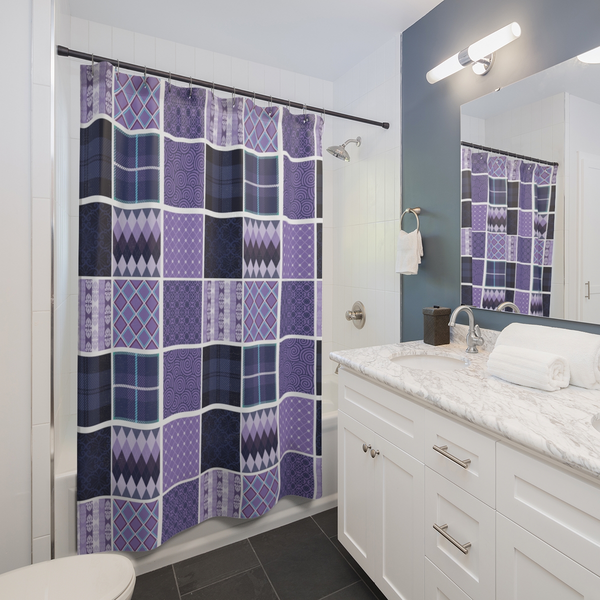 Shower Curtains Purple Squares product thumbnail image