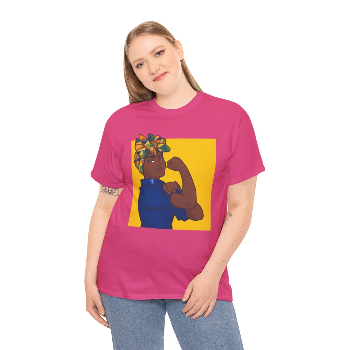 African American Rosie the Riveter Unisex Heavy Cotton T-Shirt  - Empowerment and Strength Graphic Tee  product main image