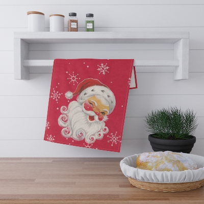 Vintage Christmas Cute Santa Kitchen Towel