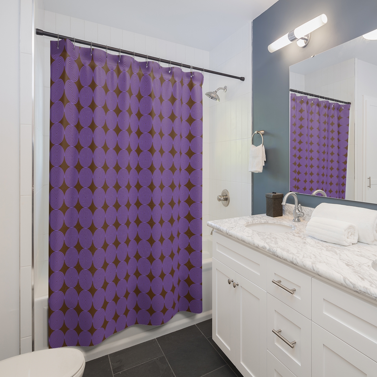 Shower Curtains Brown Purple Circles product thumbnail image