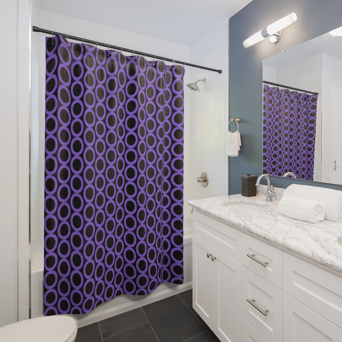 Shower Curtains Black Purple Circles product thumbnail image