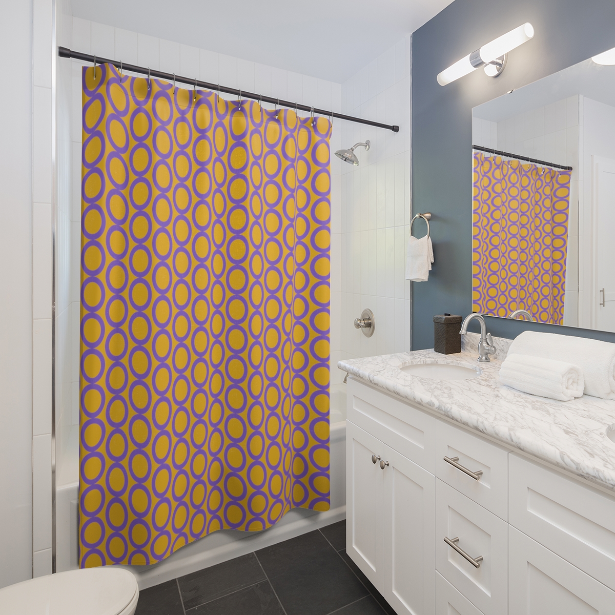 Shower Curtains Yellow Purple Circles product thumbnail image