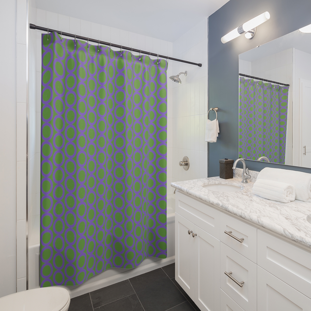 Shower Curtains Green Purple Circles product thumbnail image