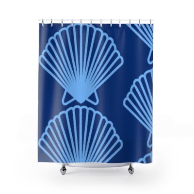 Shower Curtains Blue Shell