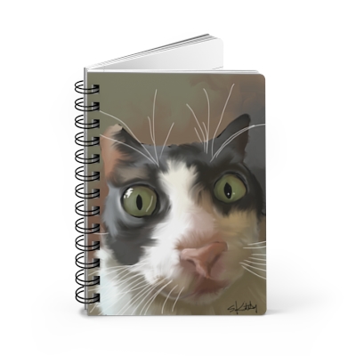 Funny Cat Drawing Spiral Journal lined: Crazy Eyes Chia