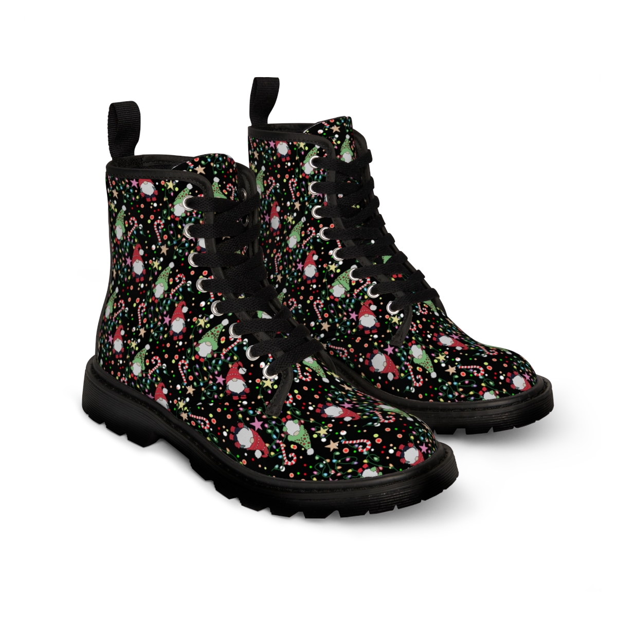 Holiday Gnomes & Lights Women's Canvas Boots product thumbnail image