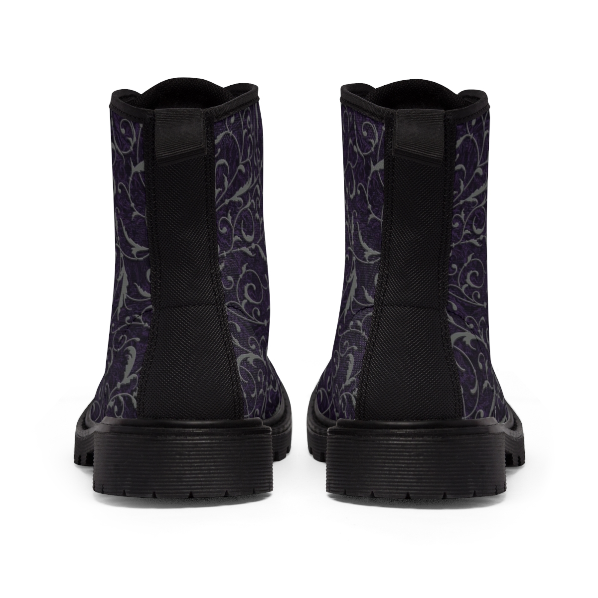 Gothic Purple Silver Swirl Men's Canvas Boots product thumbnail image