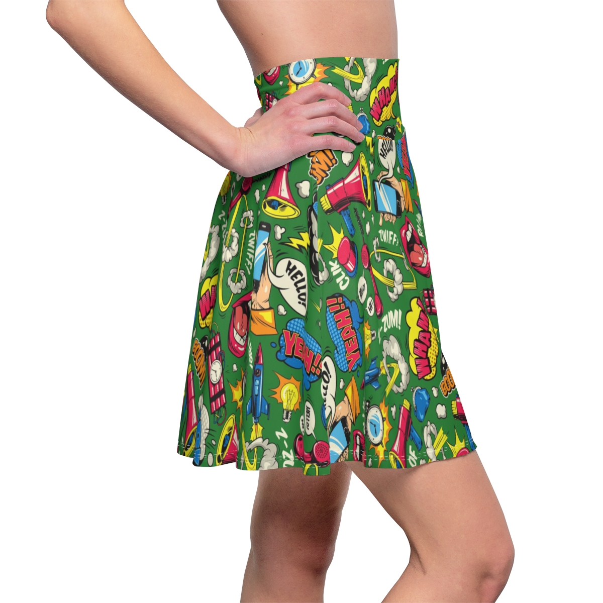 Pop Art Comic Women's Skater Skirt (green) product thumbnail image