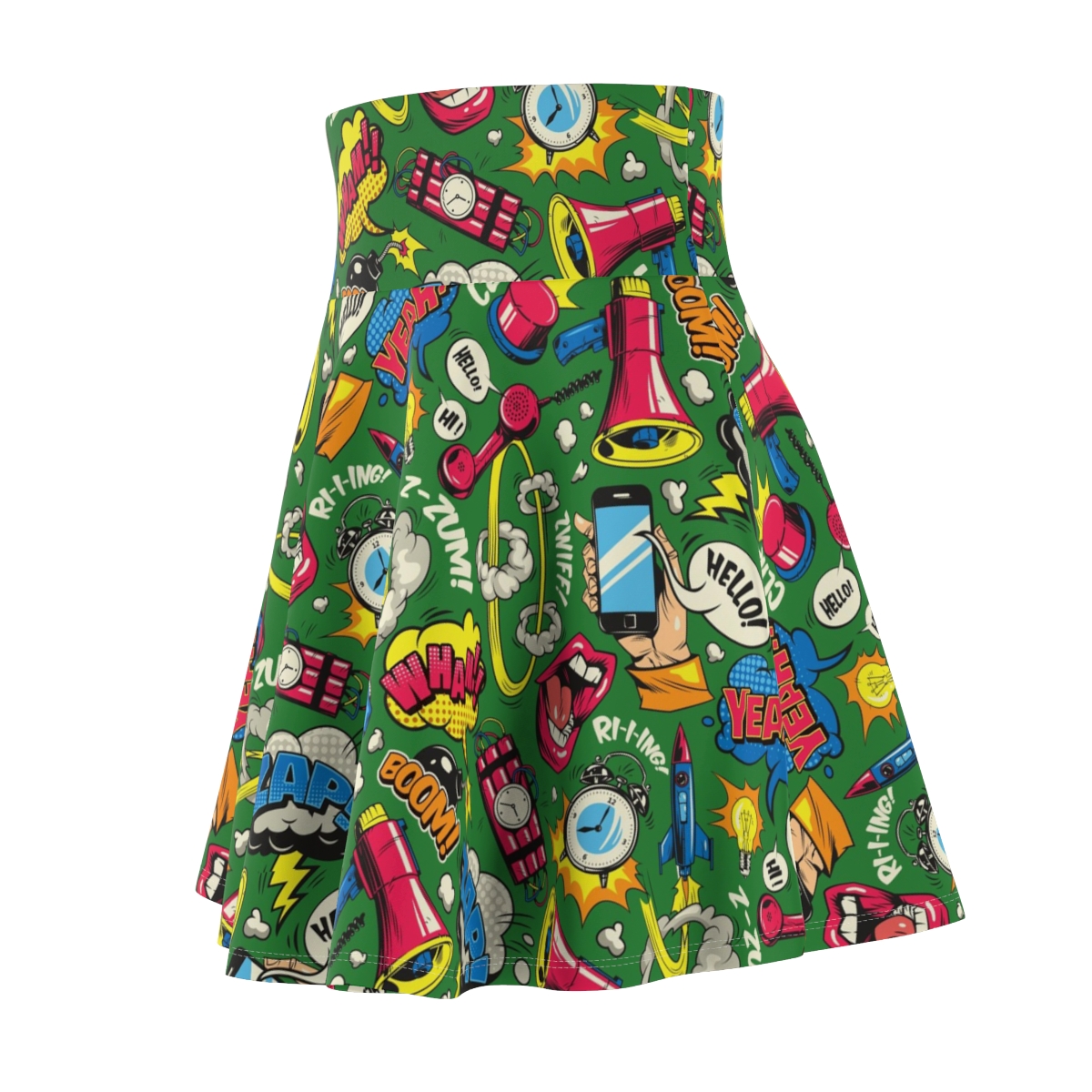 Pop Art Comic Women's Skater Skirt (green) product thumbnail image
