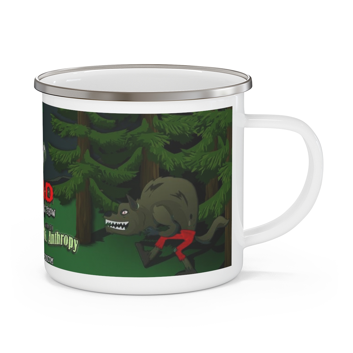 Wake the Dead Morning Show with DJ Ms. Anthropy Enamel Camping Mug product thumbnail image