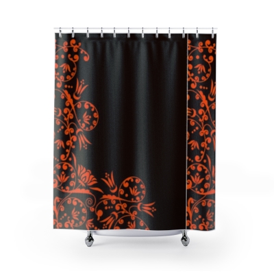 Shower Curtains Orange Brown Floral