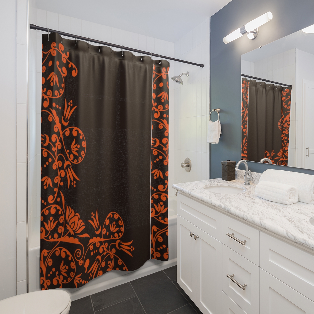 Shower Curtains Orange Brown Floral product thumbnail image