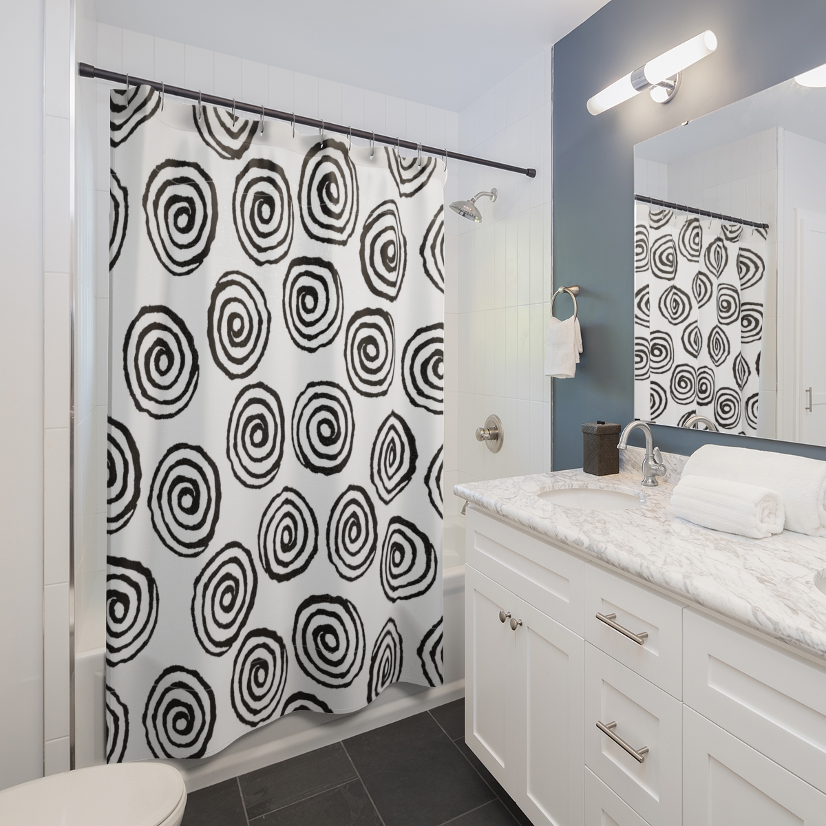 Shower Curtains Black White Spiral product thumbnail image