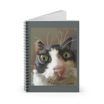Funny Cat Drawing Spiral Notebook line: Crazy Eyes Chia