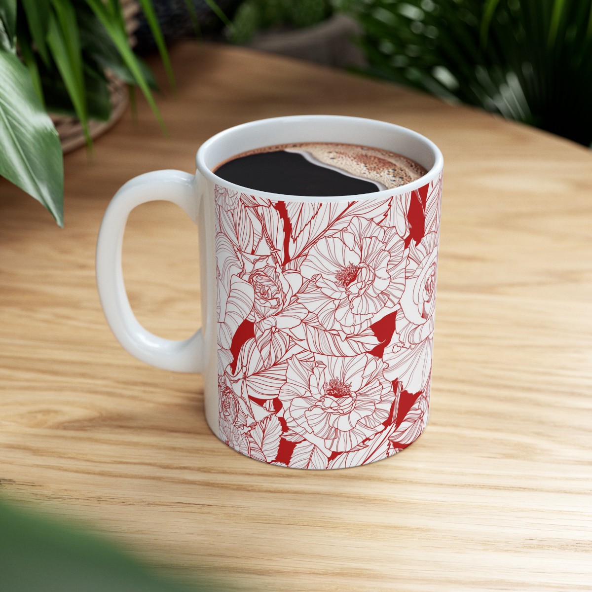 Ceramic Mug Red White Floral product thumbnail image