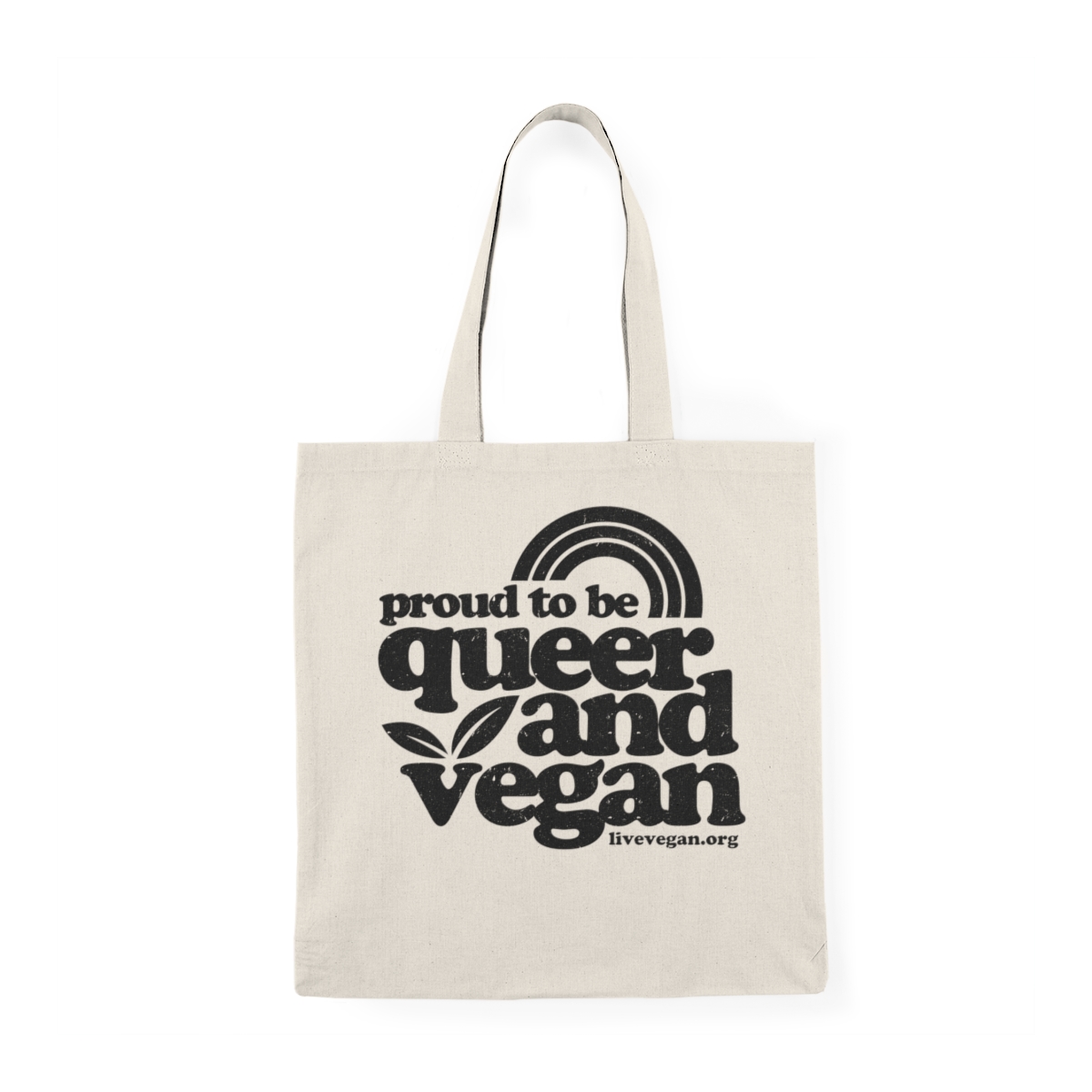 Proud to Be Queer and Vegan Natural Tote Bag product thumbnail image