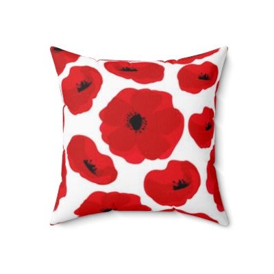 Square Pillows Red Flower