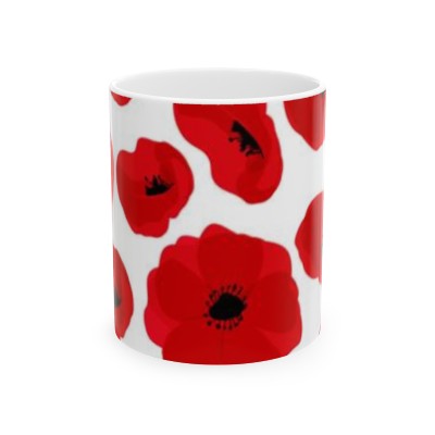 Ceramic Mug Red Flower