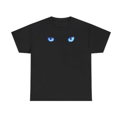 Black Cat Blue Eyes Unisex Heavy Cotton Tee | Feline Lover Gift |