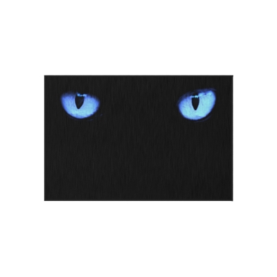 Black Cat Blue Eyes Outdoor Rug
