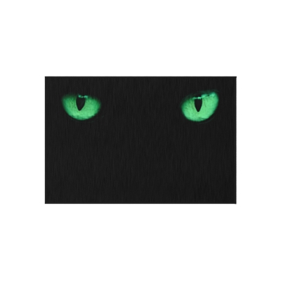 Black Cat Green Eyes Outdoor Rug