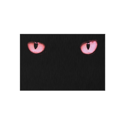 Black Cat Red Eyes Outdoor Rug
