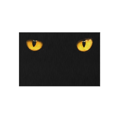 Black Cat Yellow Eyes Outdoor Rug