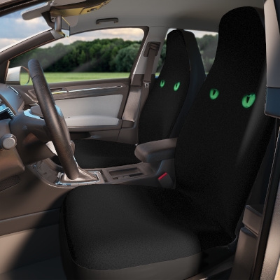 Black Cat Green Eyes Car Seat Covers