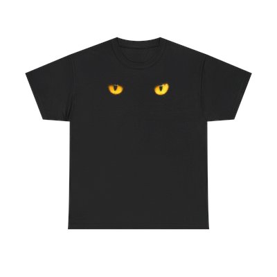 Black Cat Yellow Eyes Unisex Heavy Cotton Tee | Feline Lover Gift |