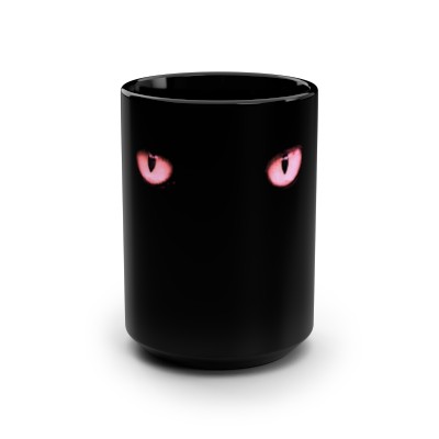 Black Cat Red Eyes Mug, 15oz