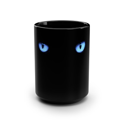 Black Cat Blue Eyes Mug, 15oz