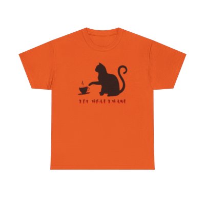 Black Cat I Do What I Want Coffee Cup Unisex Heavy Cotton Tee | Orange | Feline Lover Gift |